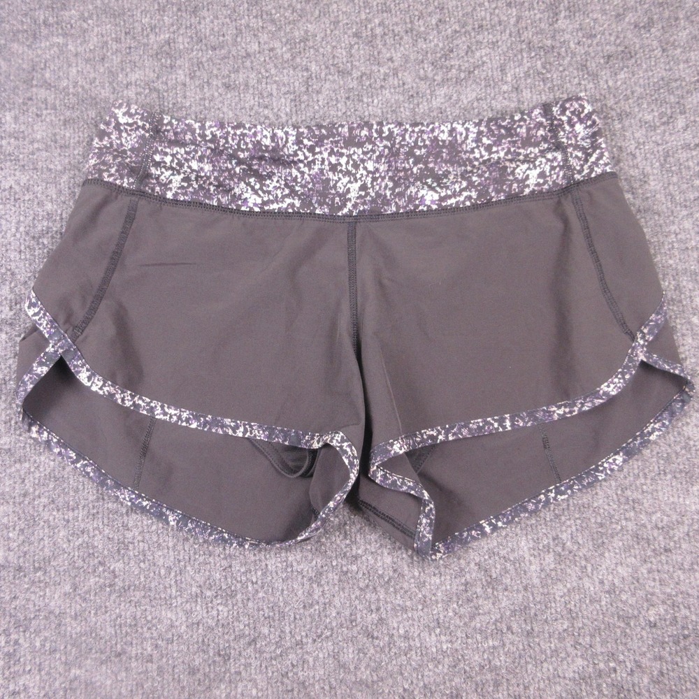 Lululemon Shorts Womens 4 Black Spotted 2.5" Running Athletic Lined Zip Pocket